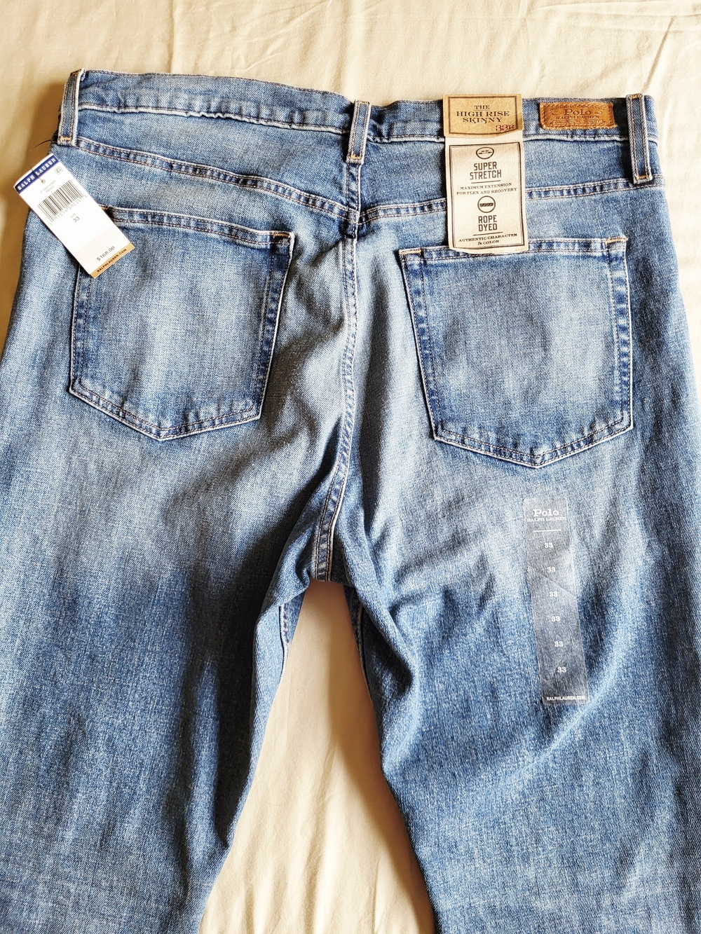 NWT Polo Ralph Lauren Women High Rise Skinny Jeans Sz 33 Indigo Super Stretch